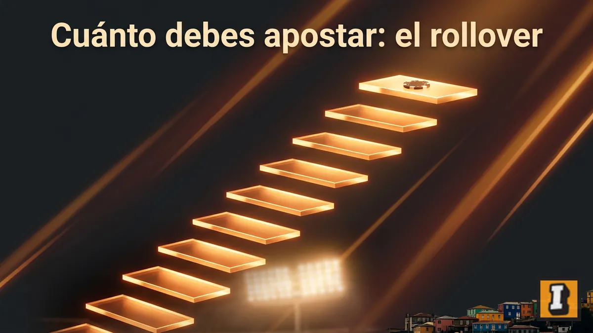 Explicación visual del rollover o requisito de apuesta del bono en Inkabet Chile.