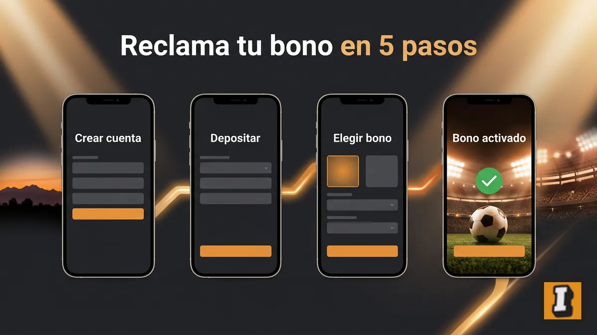 Pasos para reclamar el bono de bienvenida en Inkabet: registro, depósito y activación.