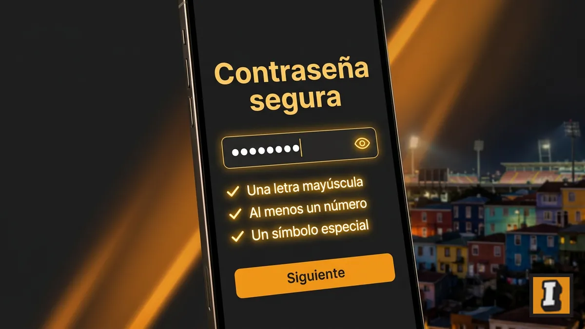 Formato exigido de contraseña para iniciar sesión en Inkabet, ocho a veinticinco caracteres