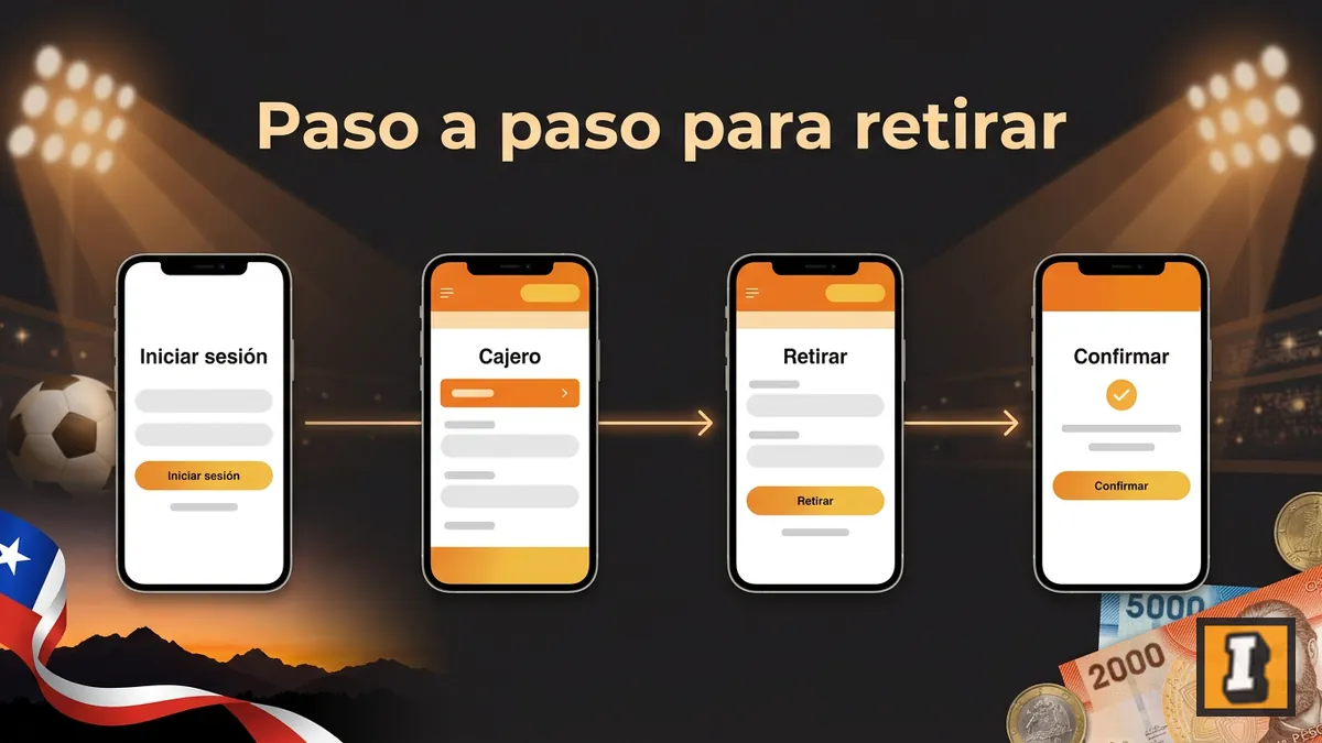 Pasos para solicitar un retiro en Inkabet Chile: iniciar sesión, cajero, retirar y confirmar